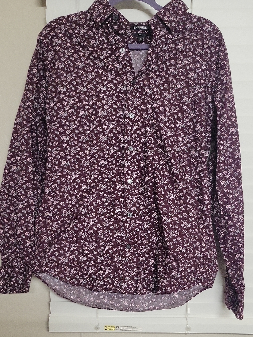 Express Plum Floral Button-Down Shirt - Purple Floral